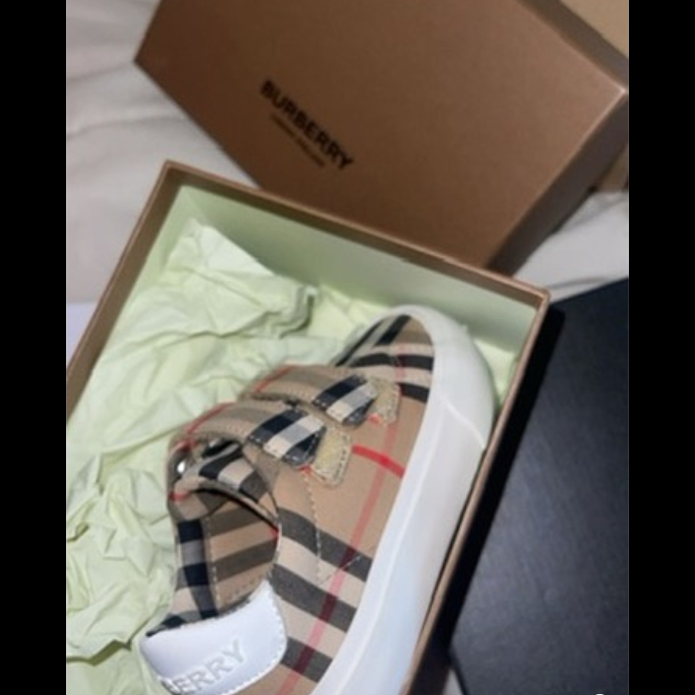 Burberry Kids Checkered Sneakers - Beige and Red